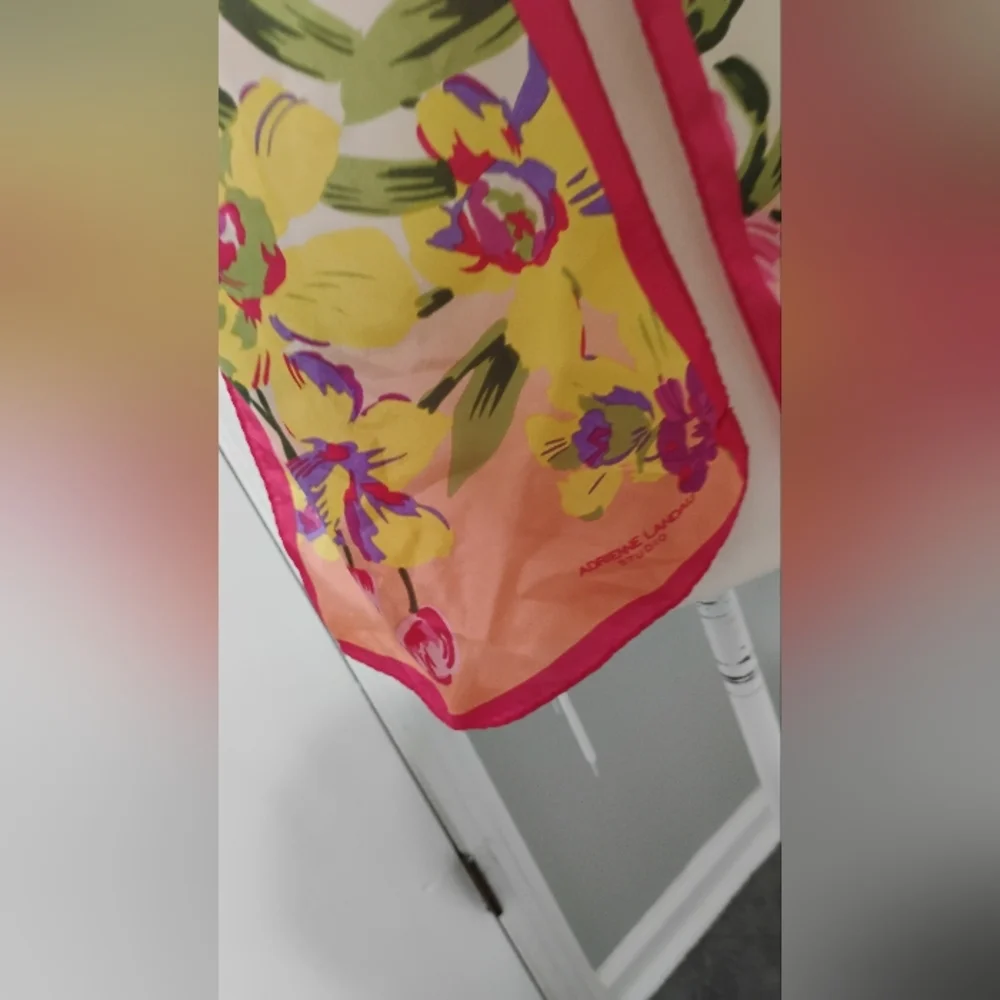 Adrienne Landau Floral Vibrant Pink Scarf One Size